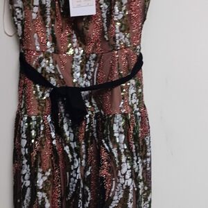 Sequin Sleeveless Dress with Black Belt